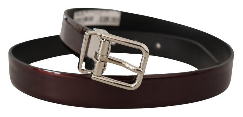 Ceinture en cuir brevetée élégante brun foncé