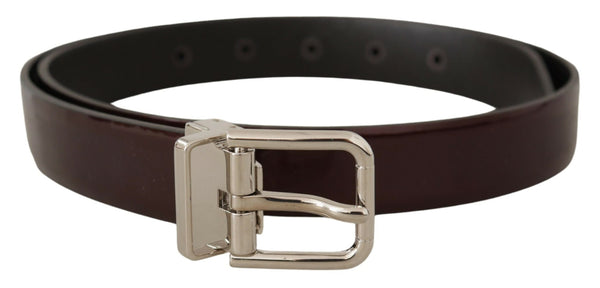 Ceinture en cuir brevetée élégante brun foncé