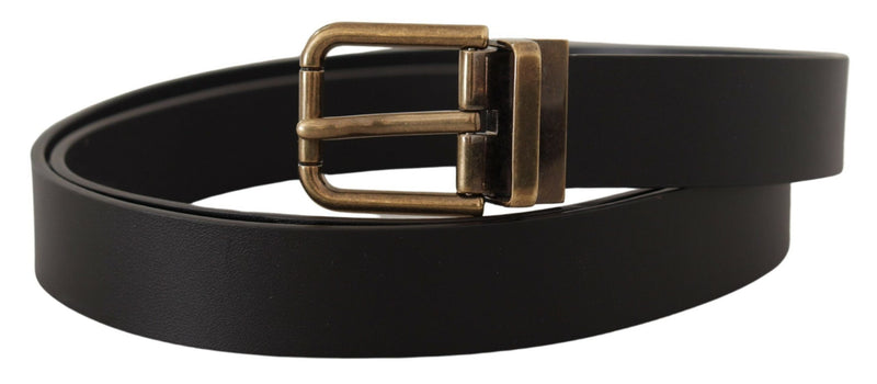 Ceinture en cuir noir élégant avec boucle vintage