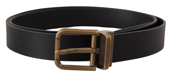 Ceinture en cuir noir élégant avec boucle vintage