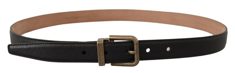 Ceinture en cuir noir élégant avec boucle en métal vintage