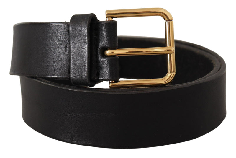 Ceinture en cuir noir élégant avec boucle en métal