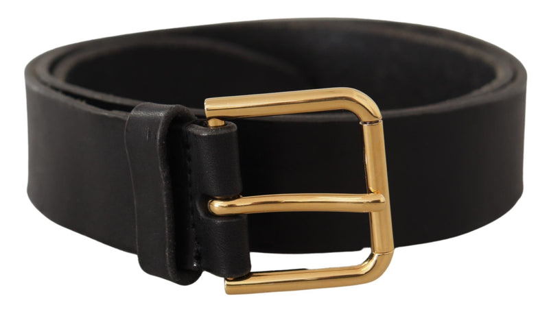 Ceinture en cuir noir élégant avec boucle en métal