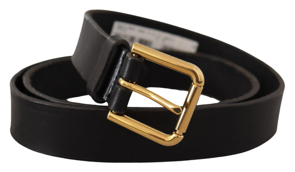 Ceinture en cuir noir élégant avec boucle en métal