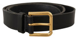 Ceinture en cuir noir élégant avec boucle en métal