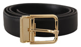 Ceinture en cuir noir élégant avec boucle en métal