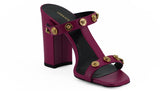 Elegantes sandalias de cuero de ternera morada