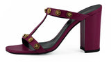 Elegantes sandalias de cuero de ternera morada