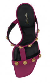 Elegant Purple Calf Leather High Sandals