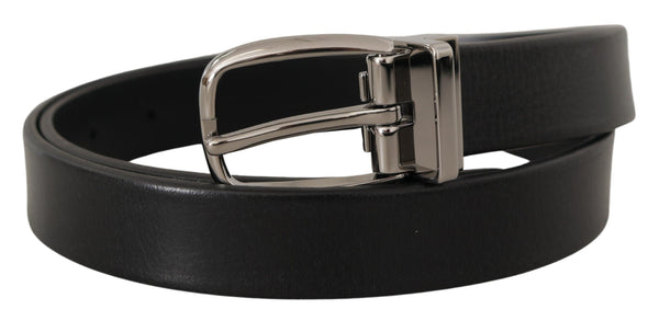 Ceinture en cuir noir élégant avec boucle en métal