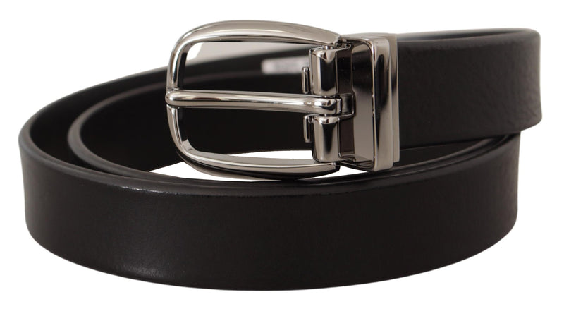 Ceinture en cuir noir élégant avec boucle en métal