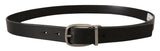 Ceinture en cuir noir élégant avec boucle en métal