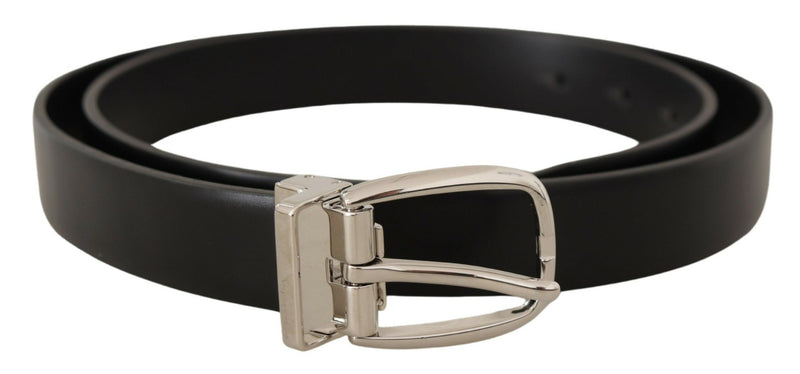 Ceinture en cuir noir élégant avec boucle en métal