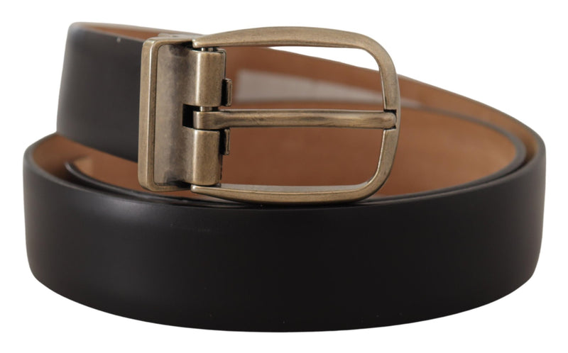 Ceinture en cuir noir élégant avec boucle en métal