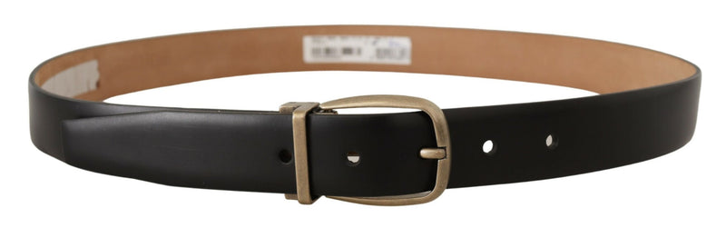 Ceinture en cuir noir élégant avec boucle en métal