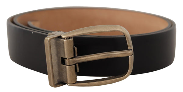 Ceinture en cuir noir élégant avec boucle en métal