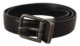 Ceinture en cuir noir élégant avec boucle en métal