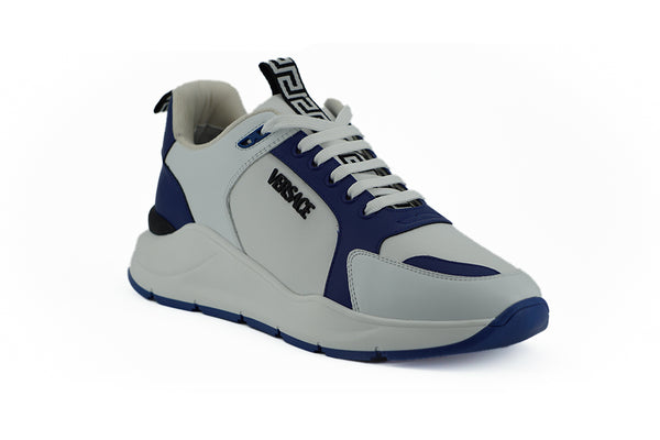 Eleganti sneaker in pelle blu e bianca