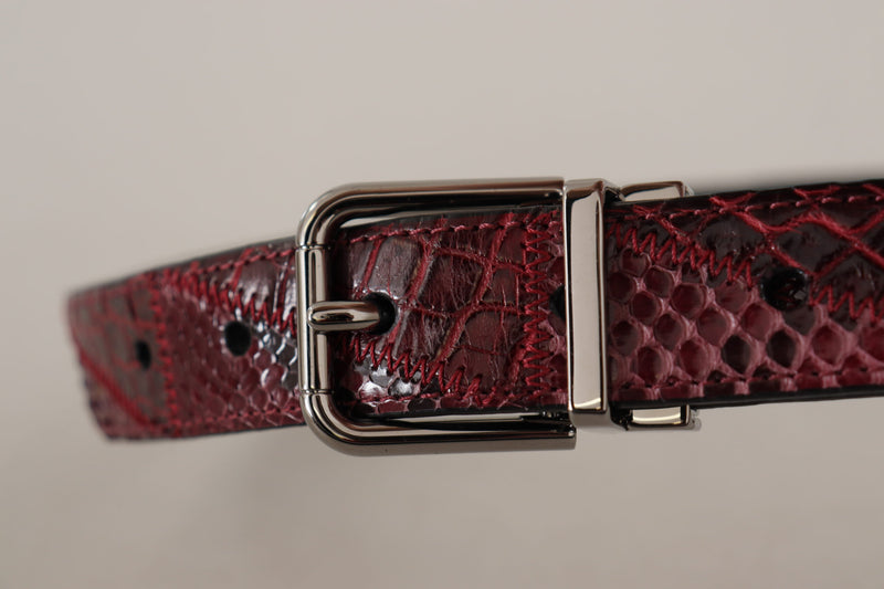 Elegante cintura in pelle esotica rossa