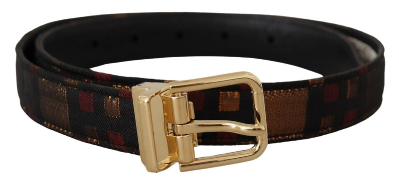 Ceinture en cuir multicolore avec boucle dorée