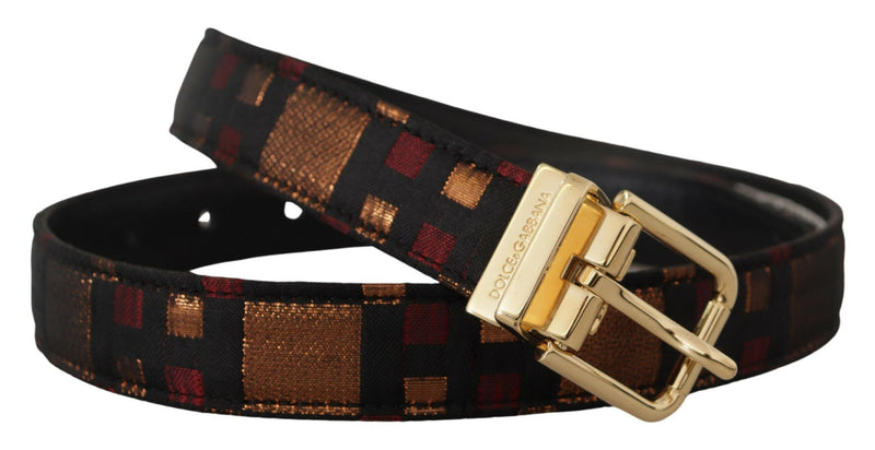 Ceinture en cuir multicolore avec boucle dorée