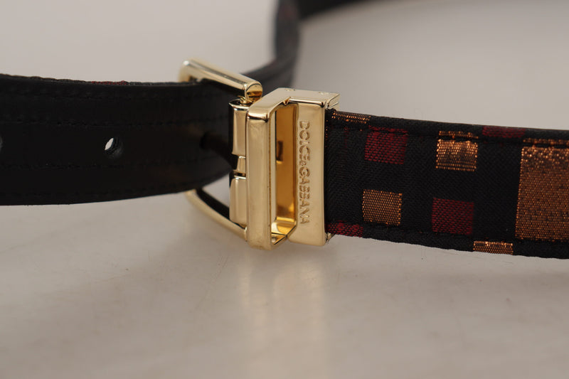 Ceinture en cuir multicolore avec boucle dorée