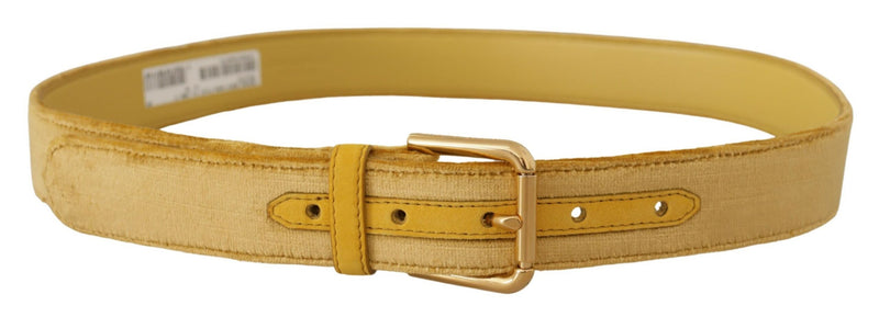 Elegant Velvet Designer Gold-Buckled Belt