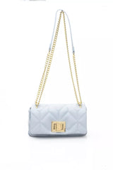 Elegant Light Blue Shoulder Bag with Golden Accents