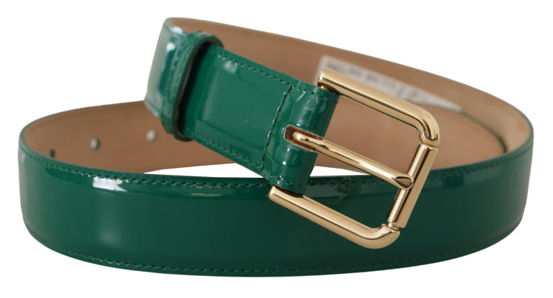 Elegante cintura in pelle verde con dettaglio con fibbia oro