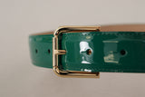 Ceinture en cuir vert élégant avec détail de boucle doré