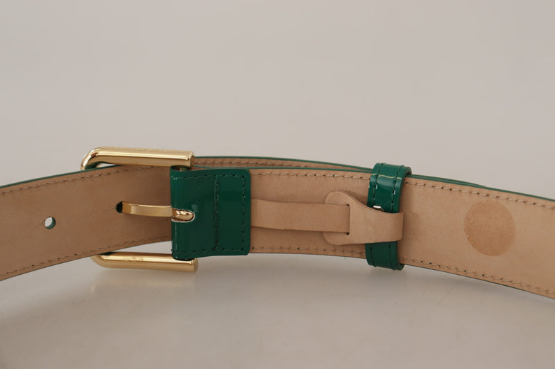 Ceinture en cuir vert élégant avec détail de boucle doré