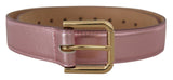 Ceinture en cuir rose métallique élégante