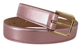 Ceinture en cuir rose métallique élégante