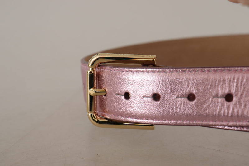 Ceinture en cuir rose métallique élégante