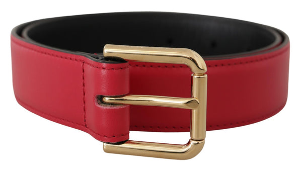 Elegante cintura in pelle rossa con fibbia tono in oro