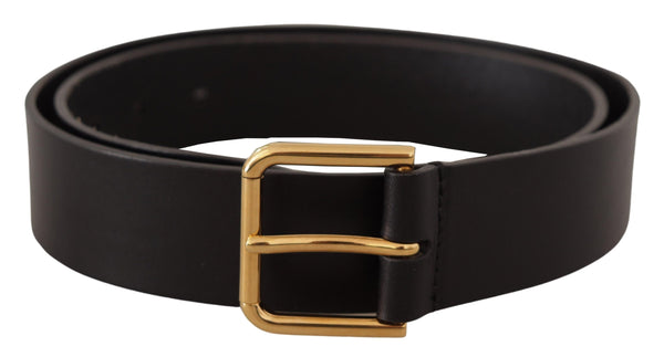 Ceinture en cuir noir élégant avec boucle dorée