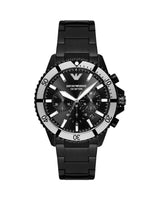 Sleek Black Steel Cronograph Timepiece