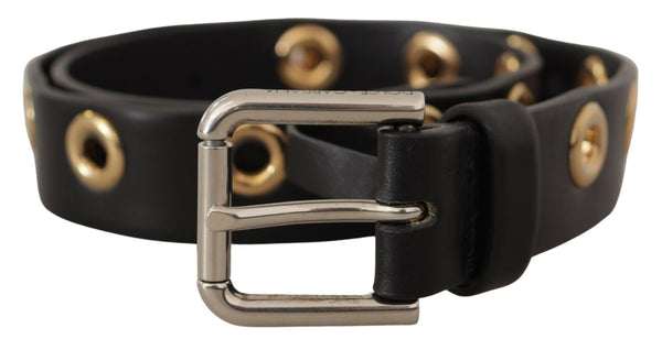 Ceinture en cuir noir chic avec boucle gravée