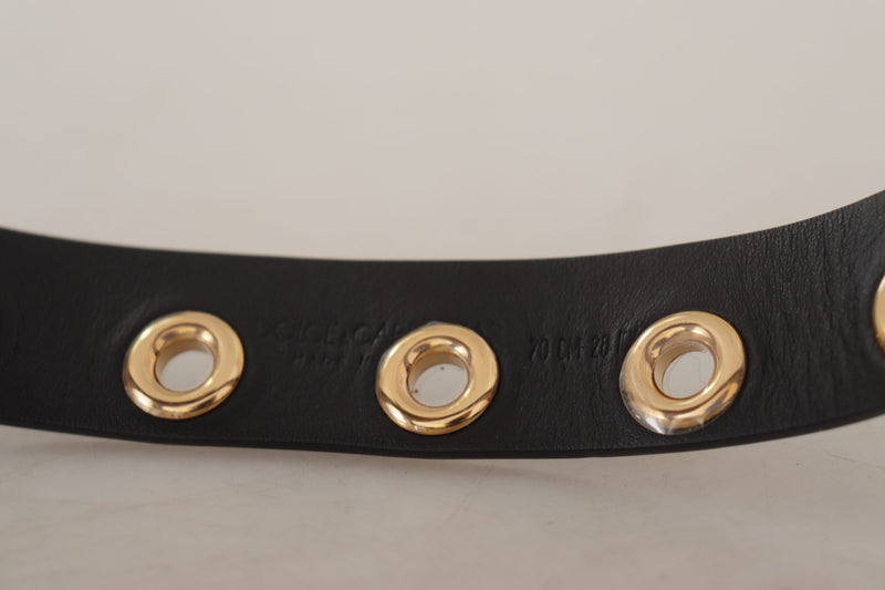 Ceinture en cuir noir chic avec boucle gravée