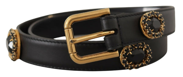 Ceinture de logo en cuir noir élégant