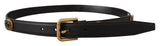 Ceinture de logo en cuir noir élégant