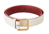 Ceinture en cuir blanc élégant avec boucle gravée