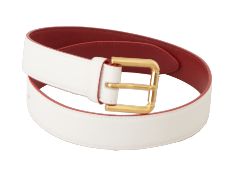 Ceinture en cuir blanc élégant avec boucle gravée