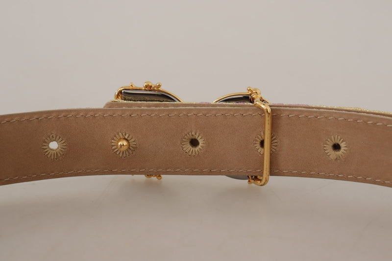 Chic Gold and Pink Leather Belt