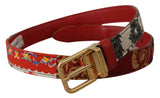 Ceinture en cuir multicolore chic avec boucle gravée