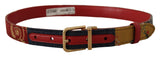 Chic Multicolor Leather Belt with Engraved Buckle