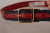 Chic Multicolor Leather Belt with Engraved Buckle