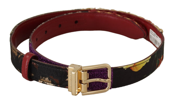 Ceinture en cuir multicolore avec boucle gravée