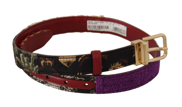 Ceinture en cuir multicolore avec boucle gravée