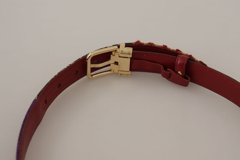 Ceinture en cuir multicolore avec boucle gravée